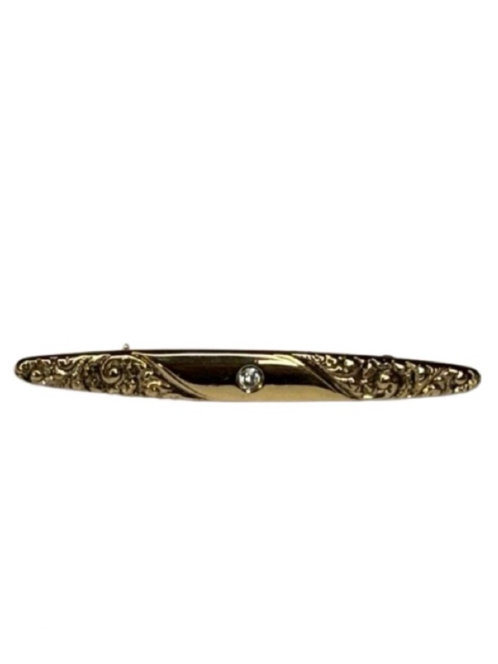 Vintage Avon Staffordshire Gardens Bar Pin 1979 Gold Stone Rhinestone